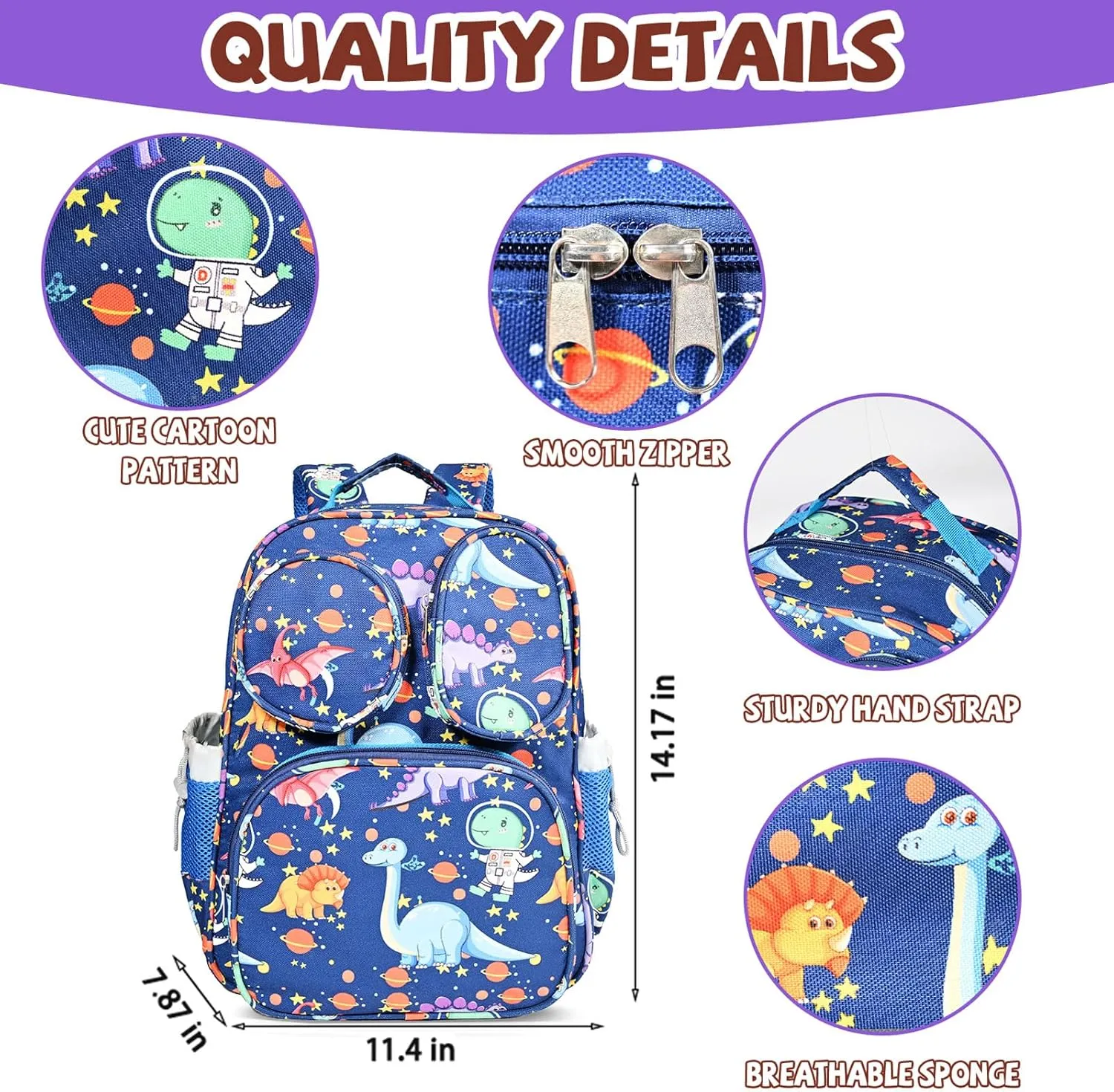 Toddler Backpack for Boys 4 , Lightweight 14” Kids Bookbags with Chest Buckle for Preschool,Travel,Kindergarten,Elementary, Durable & Water-Resistant Fabric,Blue
