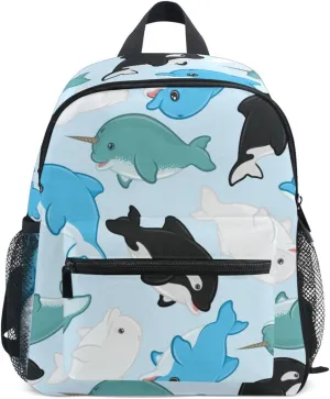 Toddler Backpack for Boys Girls Cartoon Dolphin Killer Whale Preschool Kindergarten Schoolbag Mini Book Bag For School Travel S