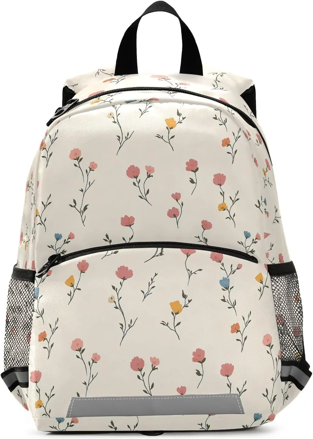Toddler Backpack Kids Daypack, Pink Blue Yellow Rose Pattern Kindergartens Bookbag for Boys and Girls 3-6 Years with Safety Leash