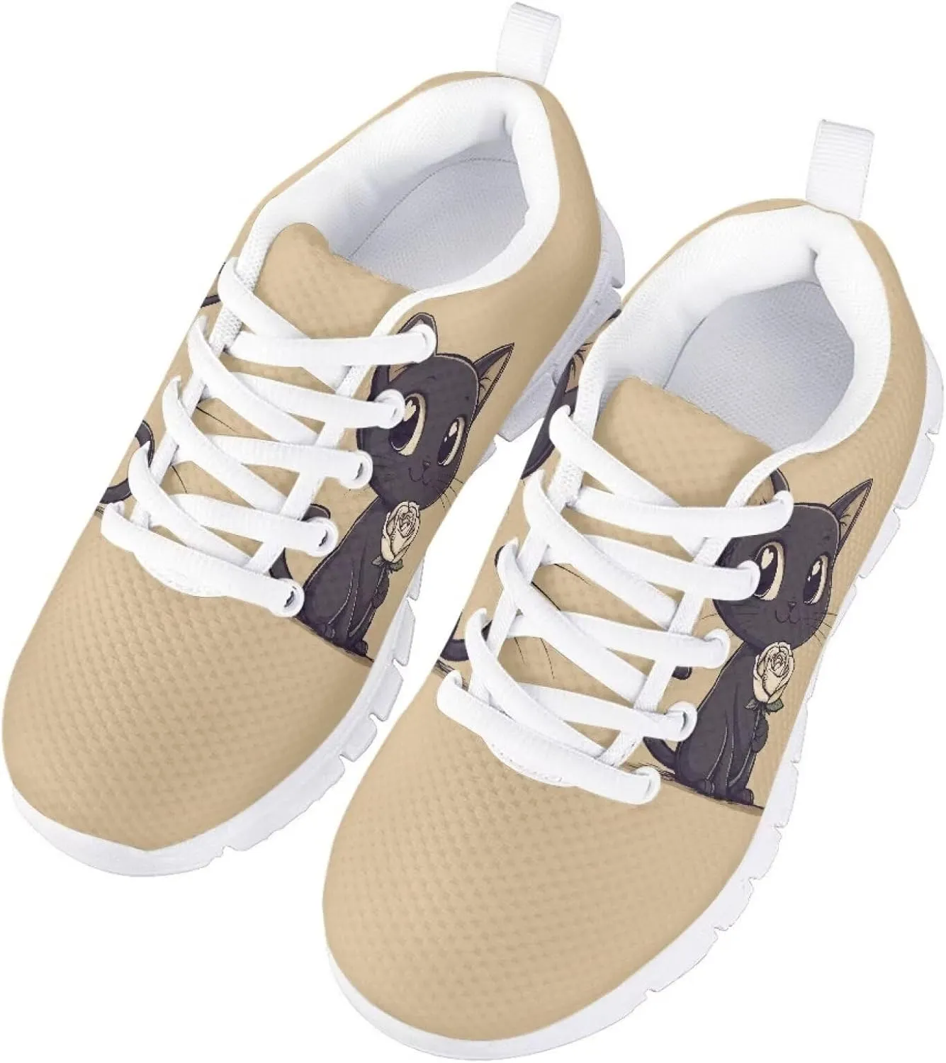 Toddler Boys Girls Sneakers Casual Cozy House Shoes Stylish Cartoon Breathable Elastic Mesh Shoes with Rubber Sole for Outdoor US Little Kid 11-15 Big Kid 1-5 White Sole