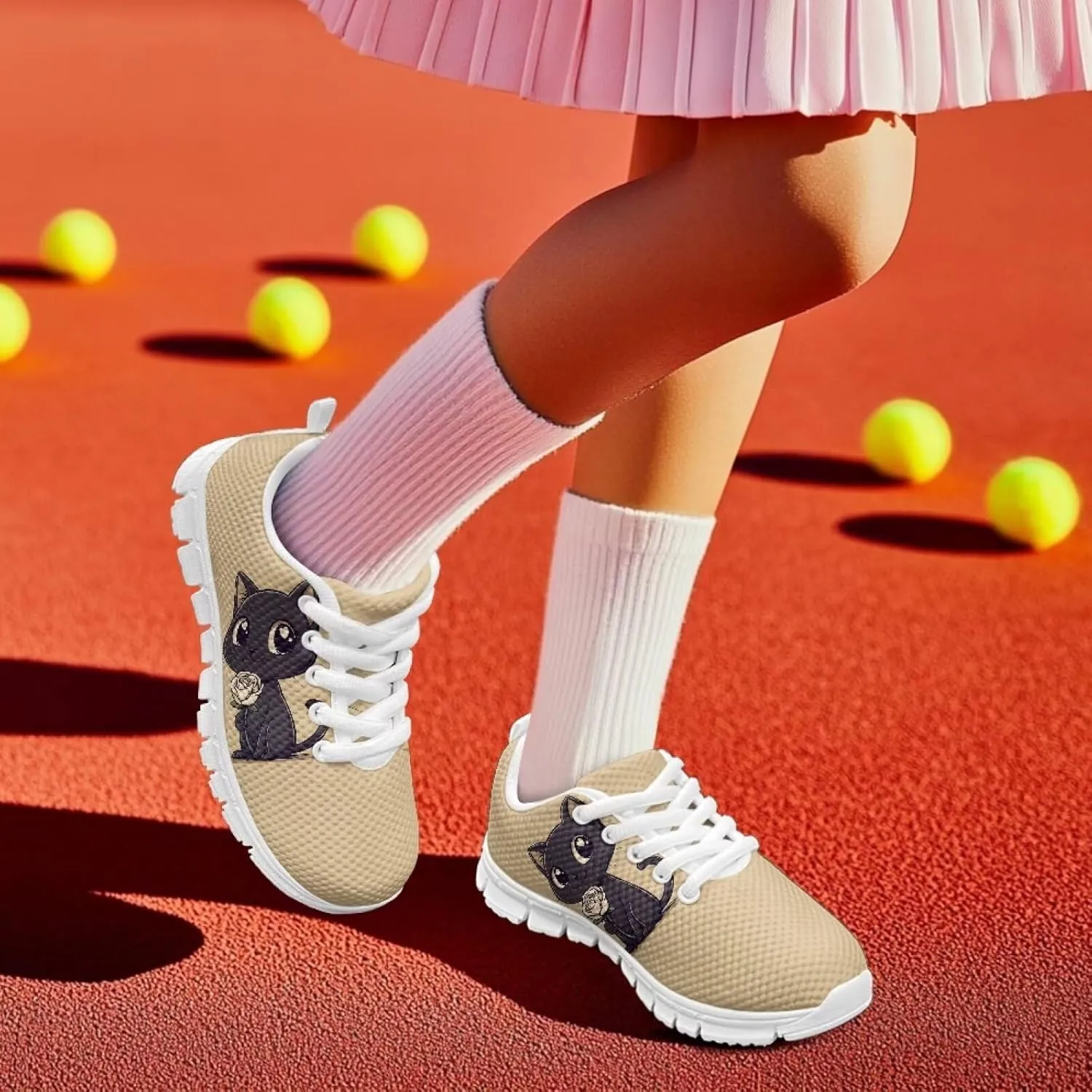 Toddler Boys Girls Sneakers Casual Cozy House Shoes Stylish Cartoon Breathable Elastic Mesh Shoes with Rubber Sole for Outdoor US Little Kid 11-15 Big Kid 1-5 White Sole