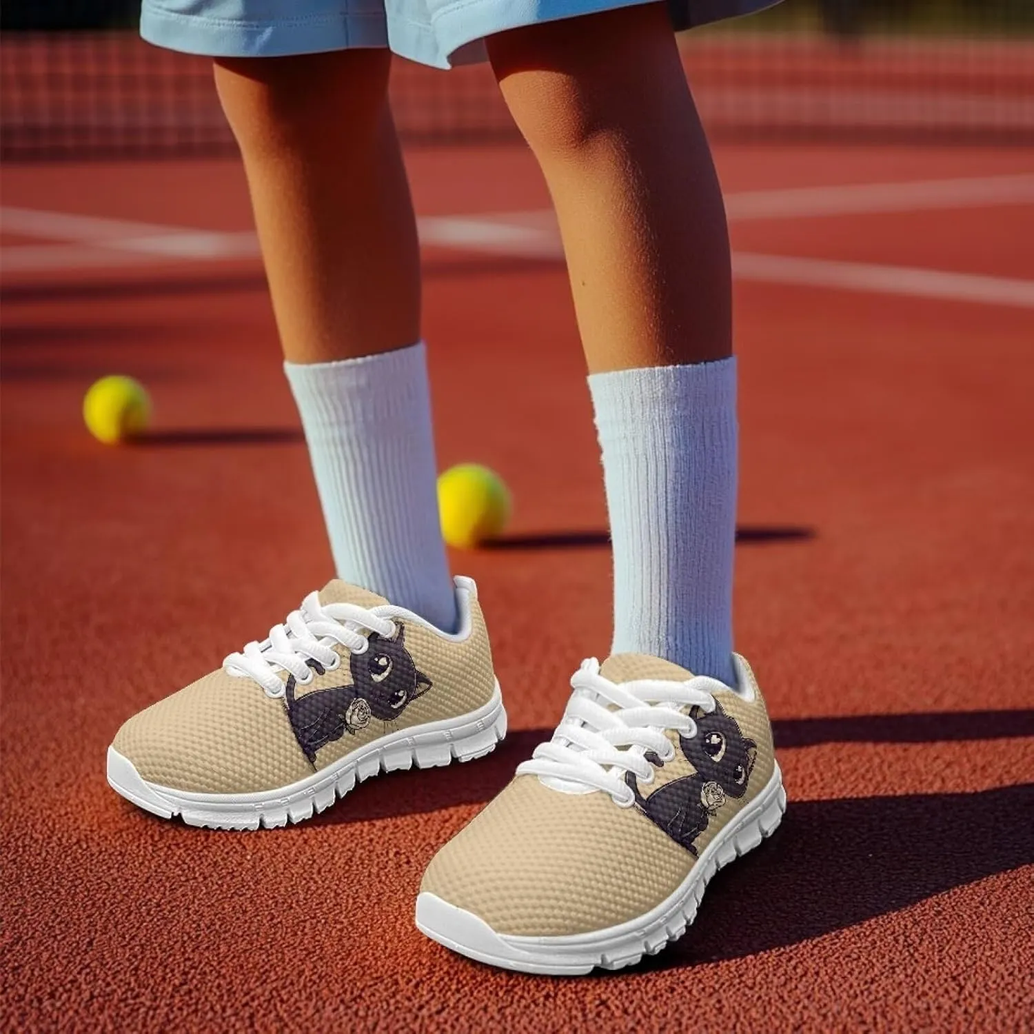 Toddler Boys Girls Sneakers Casual Cozy House Shoes Stylish Cartoon Breathable Elastic Mesh Shoes with Rubber Sole for Outdoor US Little Kid 11-15 Big Kid 1-5 White Sole