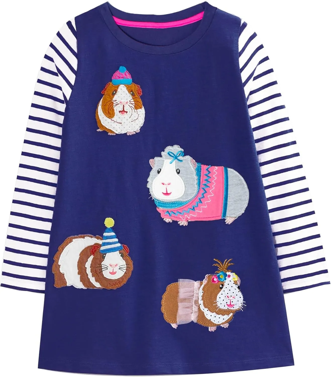 Toddler Girl Cotton Long Sleeve Casual Halloween Christmas Cartoon Tunic Playwear Basic Striped Jersey Dresses