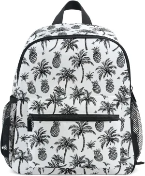 Toddler Preschool Backpack Black White Pineapple for Boys Girls 12 Inch lightweight Schoolbag Kids Bookbag 3-8Y