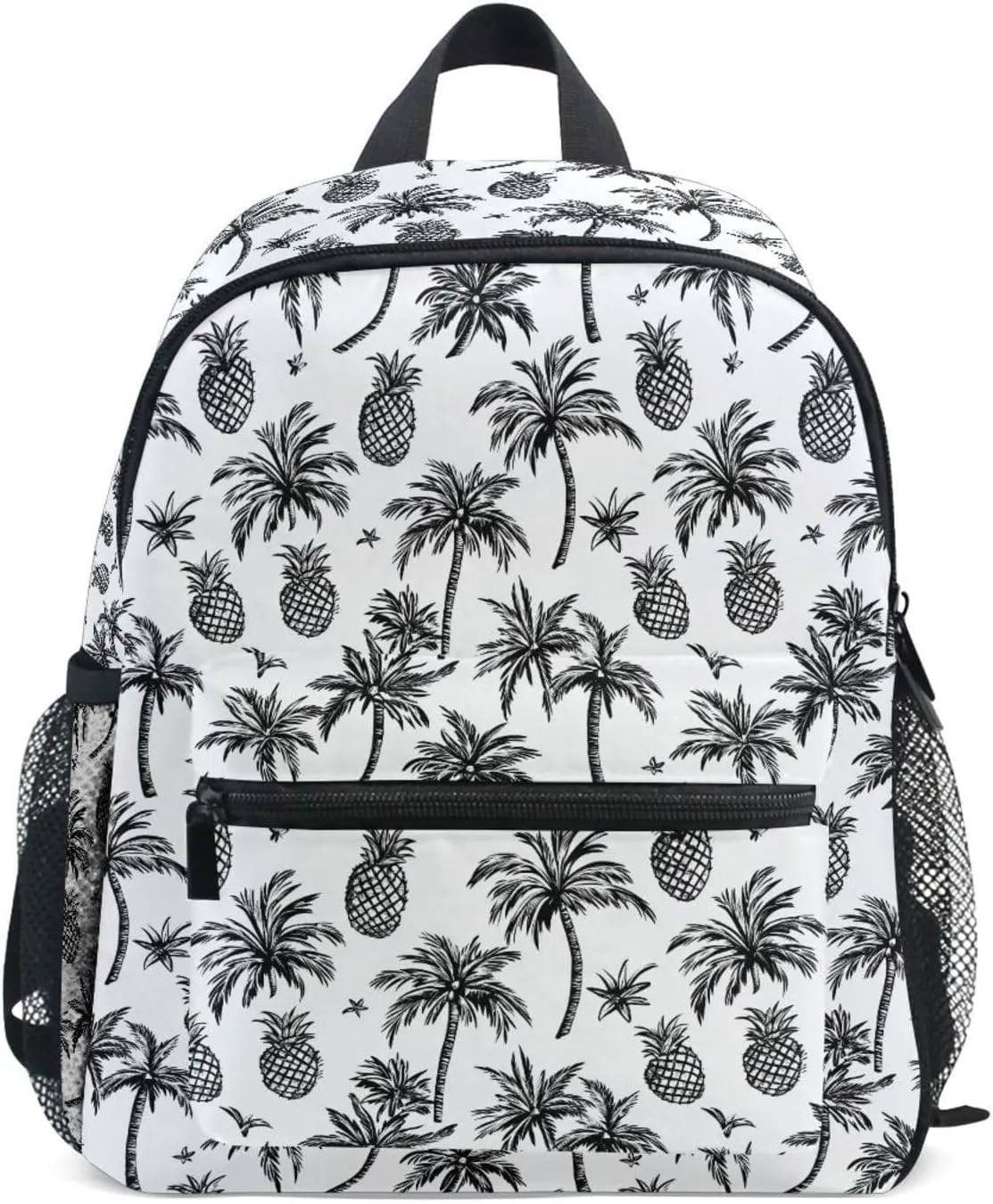 Toddler Preschool Backpack Black White Pineapple for Boys Girls 12 Inch lightweight Schoolbag Kids Bookbag 3-8Y