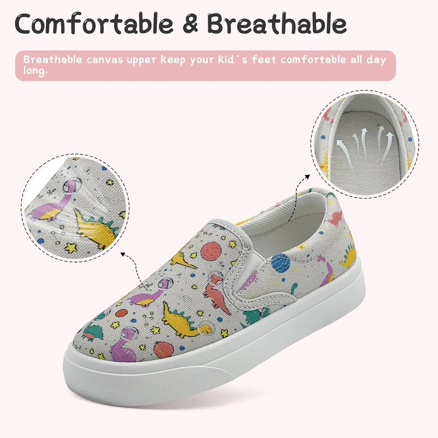 Toddler Shoes for Girls Boys Slip On Canvas Sneakers Lightweight Breathable Cartoon Low Top Kids Casual Walking Shoes