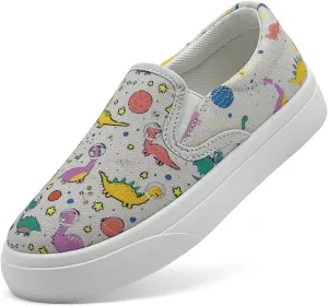 Toddler Shoes for Girls Boys Slip On Canvas Sneakers Lightweight Breathable Cartoon Low Top Kids Casual Walking Shoes