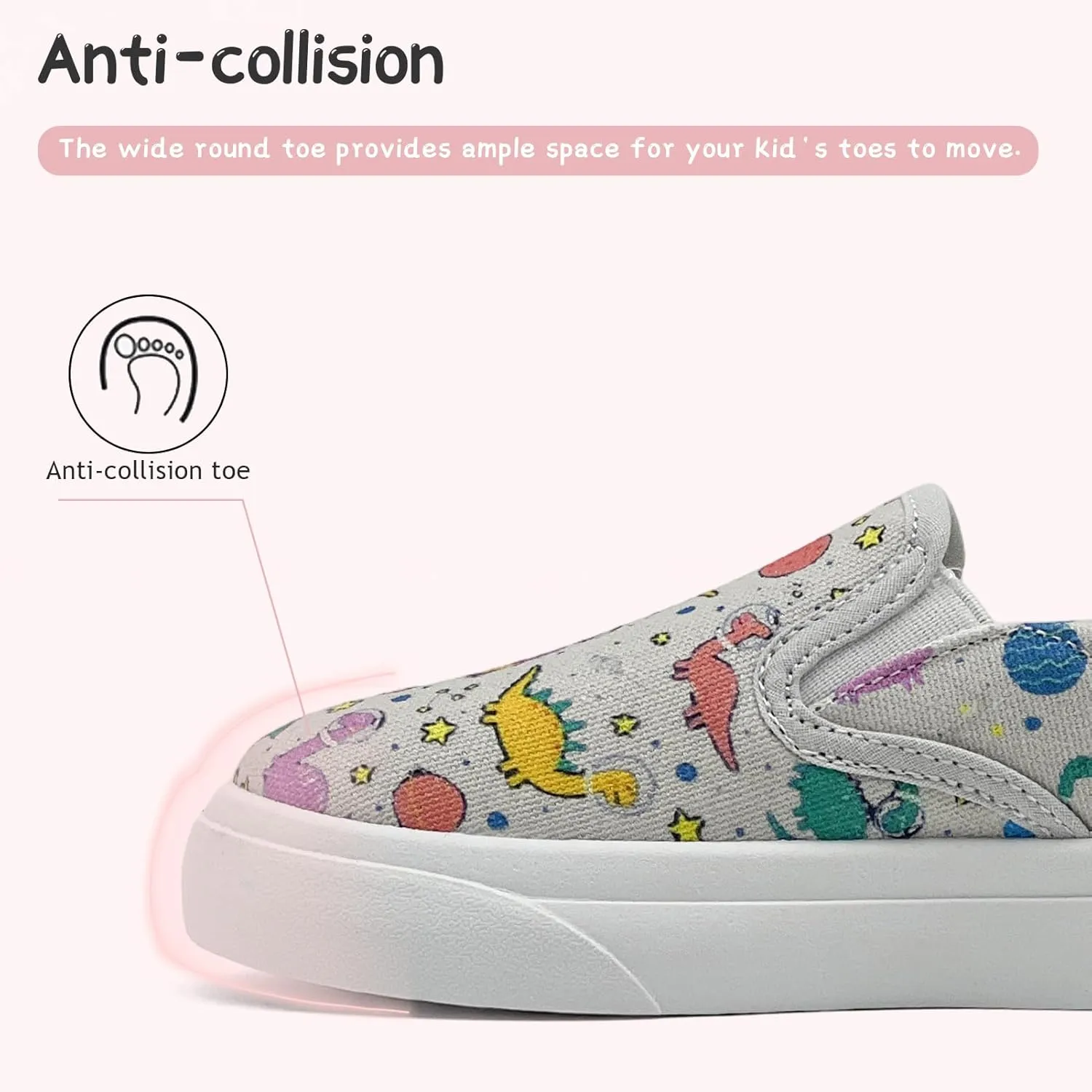 Toddler Shoes for Girls Boys Slip On Canvas Sneakers Lightweight Breathable Cartoon Low Top Kids Casual Walking Shoes