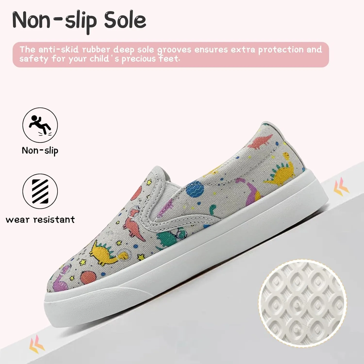 Toddler Shoes for Girls Boys Slip On Canvas Sneakers Lightweight Breathable Cartoon Low Top Kids Casual Walking Shoes