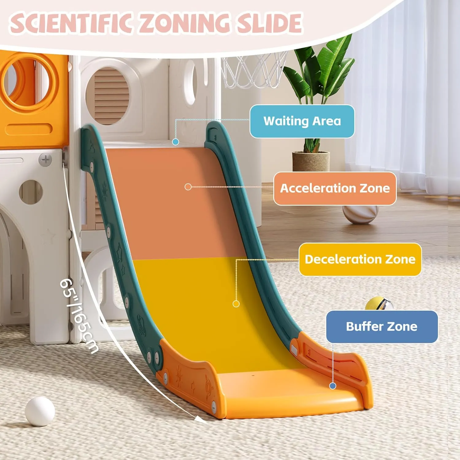 Toddler Slide Kids Slide for Baby Outdoor Indoor Playset for Toddlers with Basketball Hoop Set Telescope for Backyard Playground