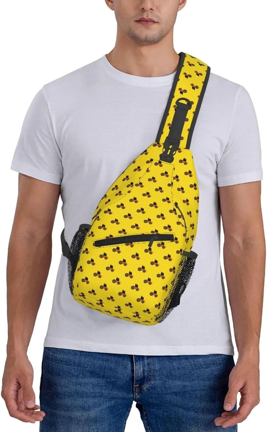 Topical Flowers Palm Leaves Crossbody Bag Adjustable Sling Bag Casual Chest Bags Travel Shoulder Backpack