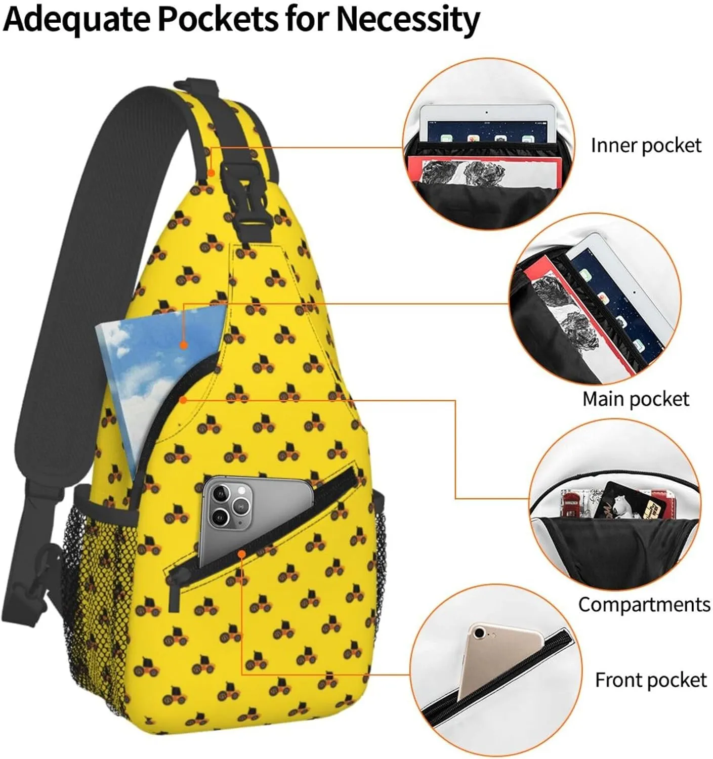 Topical Flowers Palm Leaves Crossbody Bag Adjustable Sling Bag Casual Chest Bags Travel Shoulder Backpack