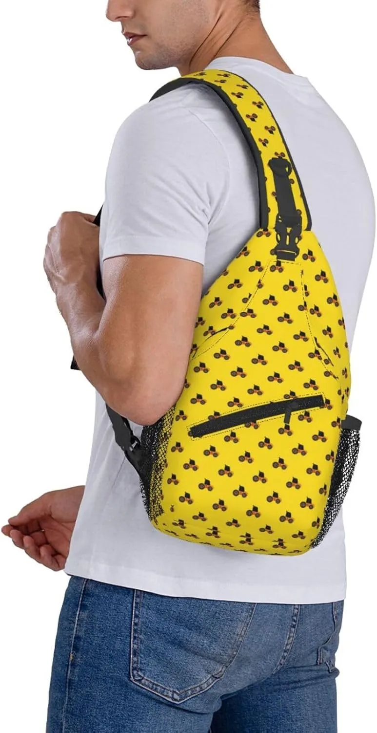 Topical Flowers Palm Leaves Crossbody Bag Adjustable Sling Bag Casual Chest Bags Travel Shoulder Backpack