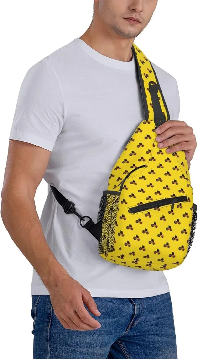 Topical Flowers Palm Leaves Crossbody Bag Adjustable Sling Bag Casual Chest Bags Travel Shoulder Backpack