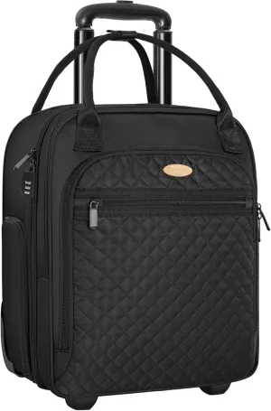 TORIBIO Carry on Underseat with Wheels, 16.5inch Lightweight Overnight Luggage Bag Carry-On Suitcase for Men Women Travel Business, Black