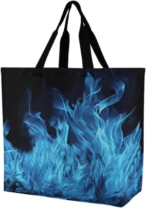 Tote Bag for Women Shoulder Bag Blue Flame Handbags for Travel Work Beach Bag