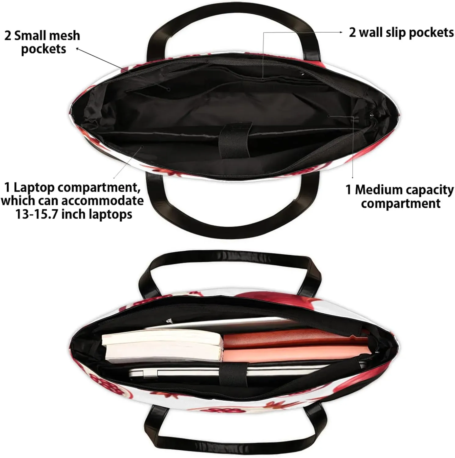 Tote Bag for Women with Zipper, Laptop Tote Bags Laptop Sleeve Case Shoulder Bag