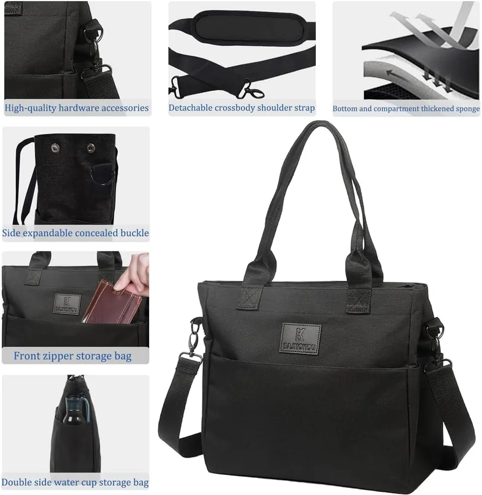 Tote Bag For Women Work Fits 14'' Laptop Shoulder Bag USB Teacher Bags Office Business Briefcase With Many Pockets