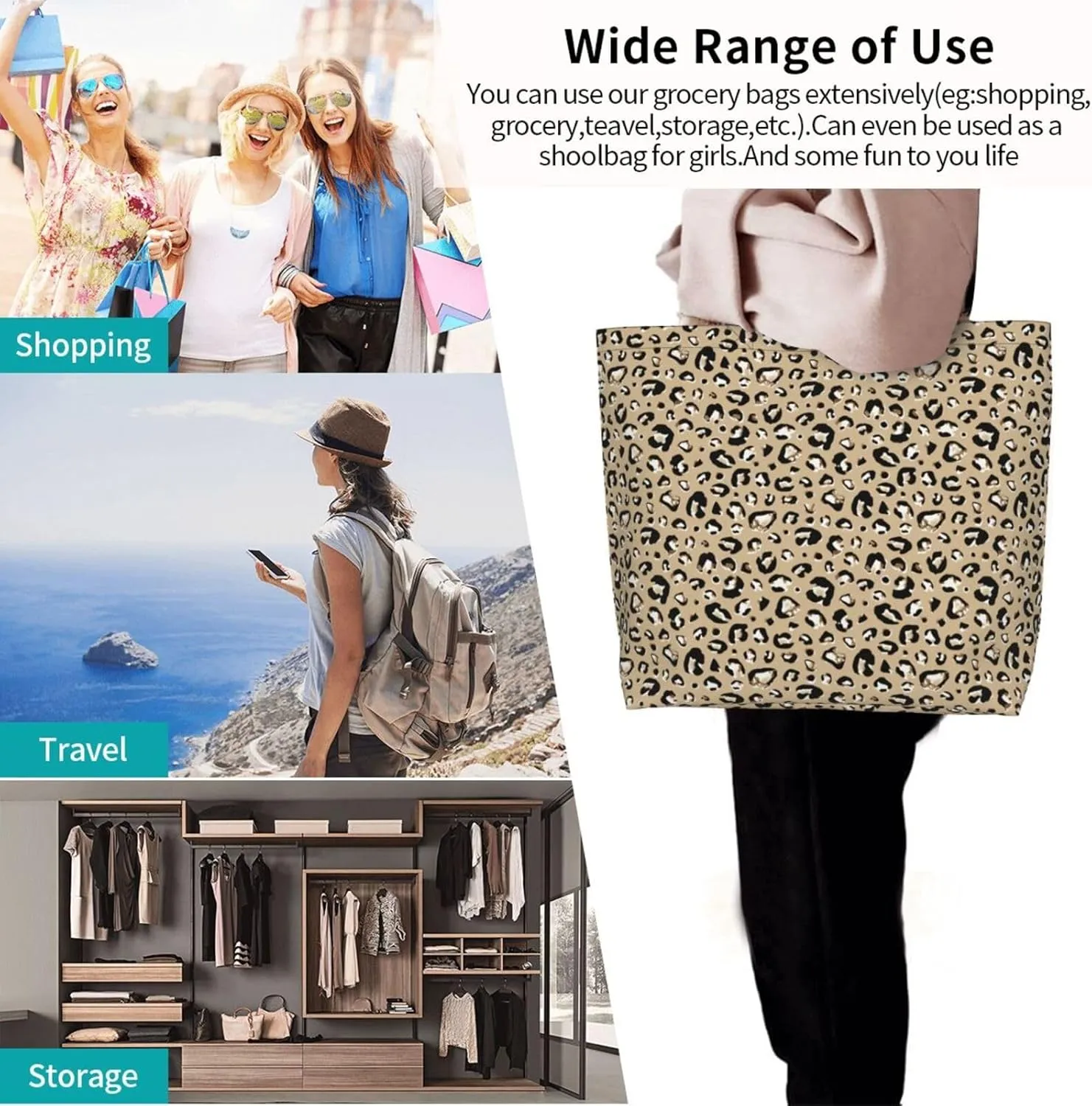 Tote Shoulder Bag Large Durable Handbag Lightweight Stylish for Daily Use-19.7x15.7x5.9 Inch