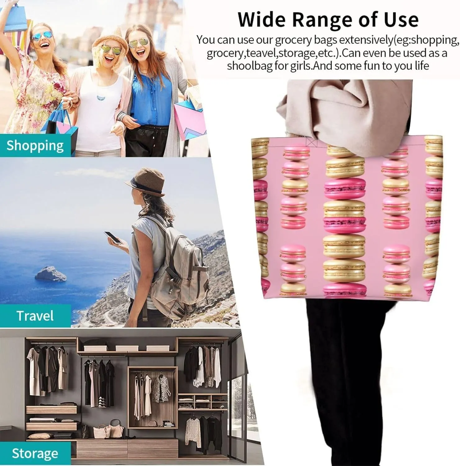 Tote Shoulder Bag Large Durable Handbag Lightweight Stylish for Daily Use-19.7x15.7x5.9 Inch