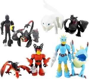 Toysvill Dragons & Vikings Action Figures | Light Fury, Night Fury, Deathgripper, Monstrous Nightmare, Deadly Nadder, Hiccup, Astrid Hofferson, Snotlout Jorgenson | Set of 8 Pcs
