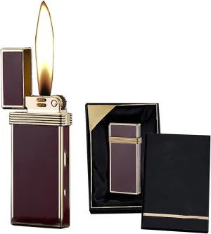 Traditional Soft Flame Lighters Butane Lighter Gas Refillable Open Flame Lighter， Wheel Flint Lighter with Gift Box 【Butane Not Included】(Color:Red)