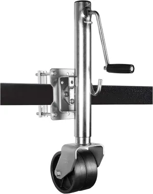 Trailer Jack Wheel - 10'' Lift Swivel Trailer Jack, Heavy-Duty Bolt-On Swivel Jack, Folding Support Wheel Support, with 6'' Dual Nylon Wheel, 1500 Lb Capacity, for RV Trave(A)
