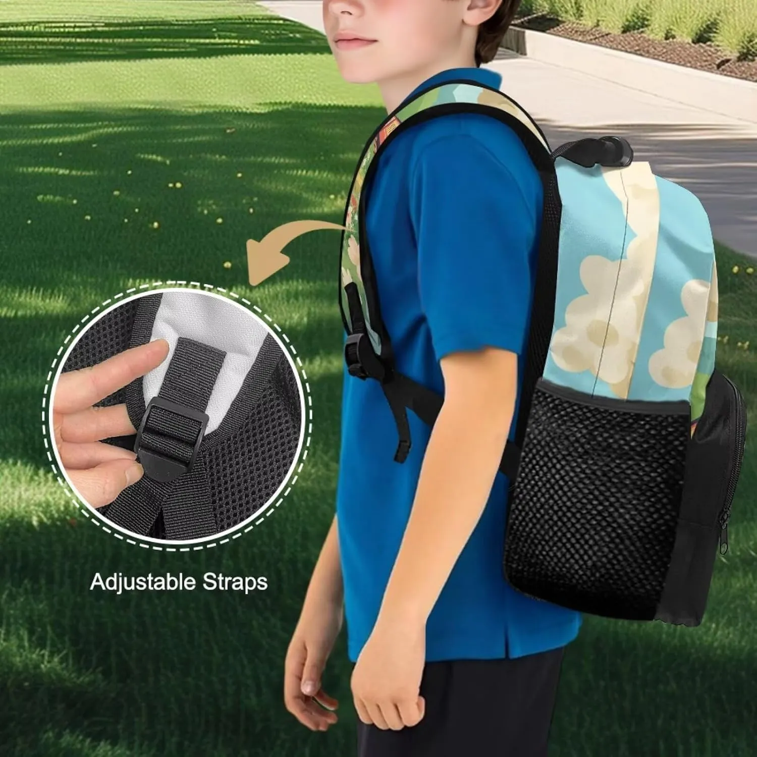 Train Backpack for Boys 3-6 Lightweight Bookbag with Water Bottle Pockets Large Capacity School Bag for Primary School Students Casual Daypack Travel Rucksack