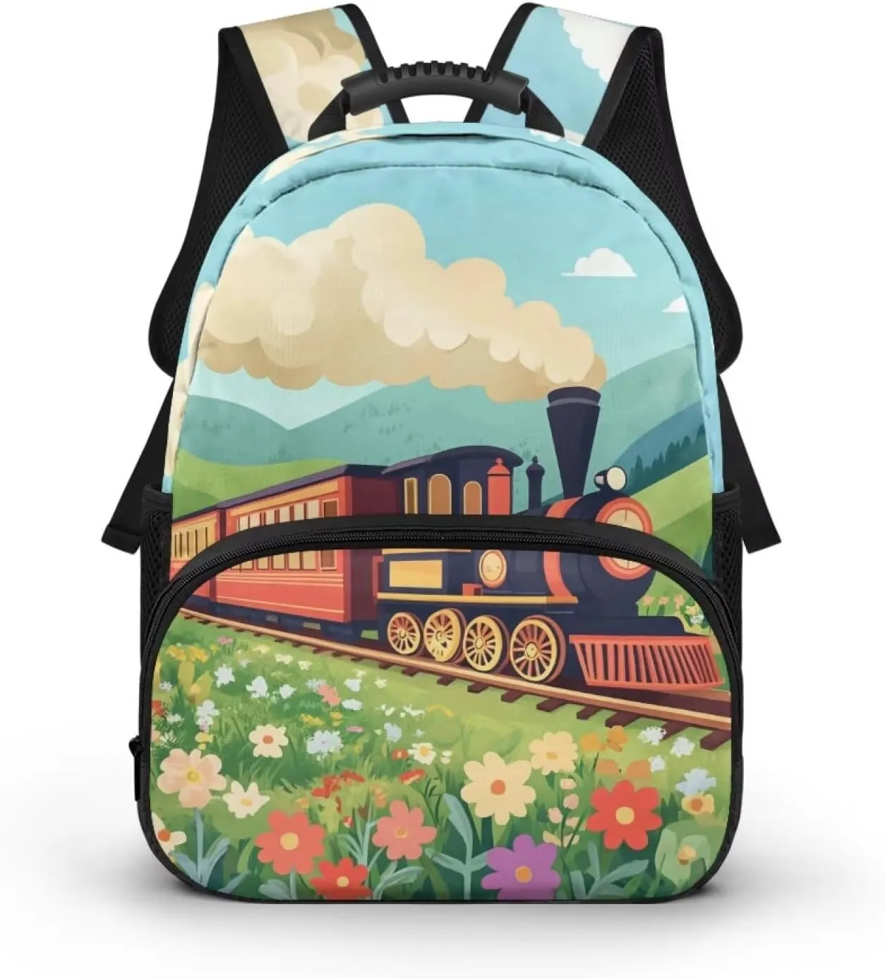 Train Backpack for Boys 3-6 Lightweight Bookbag with Water Bottle Pockets Large Capacity School Bag for Primary School Students Casual Daypack Travel Rucksack
