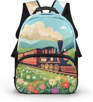 Train Backpack for Boys 3-6 Lightweight Bookbag with Water Bottle Pockets Large Capacity School Bag for Primary School Students Casual Daypack Travel Rucksack