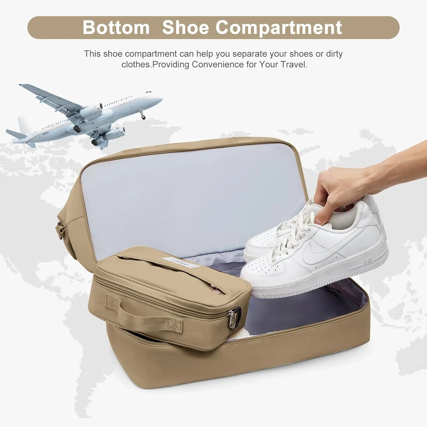 Travel Bag with Shoes Compartment,Weekender Bags for Women Travel,Carry On Duffel Overnight Bag with Trolley Sleeve & Wet Pocket,Travel tote Bag Sports Gym Bag