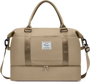Travel Bag with Shoes Compartment,Weekender Bags for Women Travel,Carry On Duffel Overnight Bag with Trolley Sleeve & Wet Pocket,Travel tote Bag Sports Gym Bag