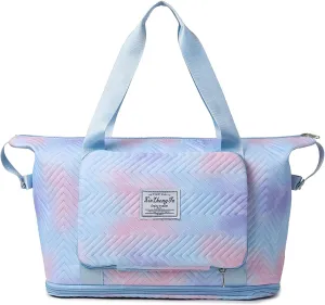 Travel Duffel Bag Carry on Overnight Bag with Separate Wet and Dry Compartments Blue