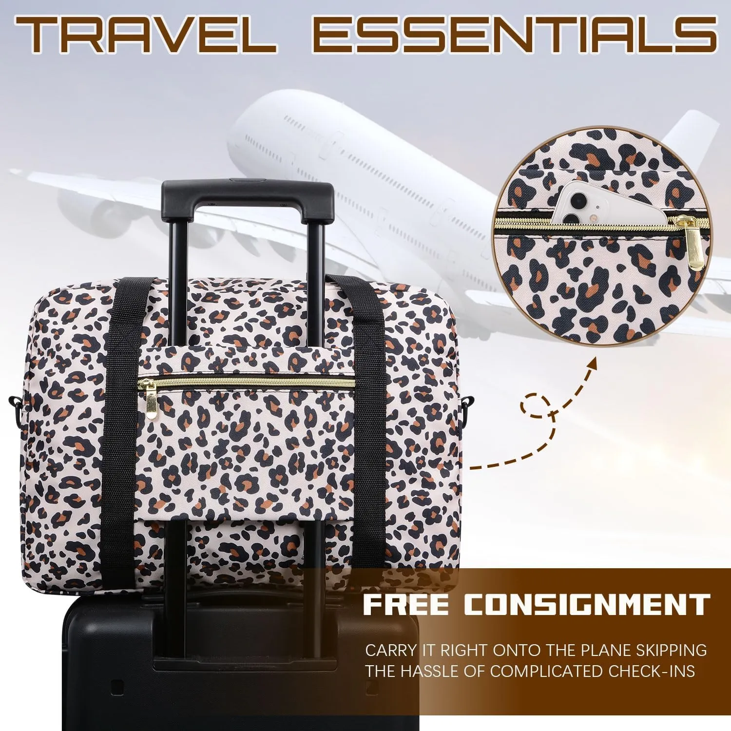 Travel Duffel Bag Foldable Weekender Overnight Bag for Men Women Lightweight Carry on Tote Bag For Spirit Airlines