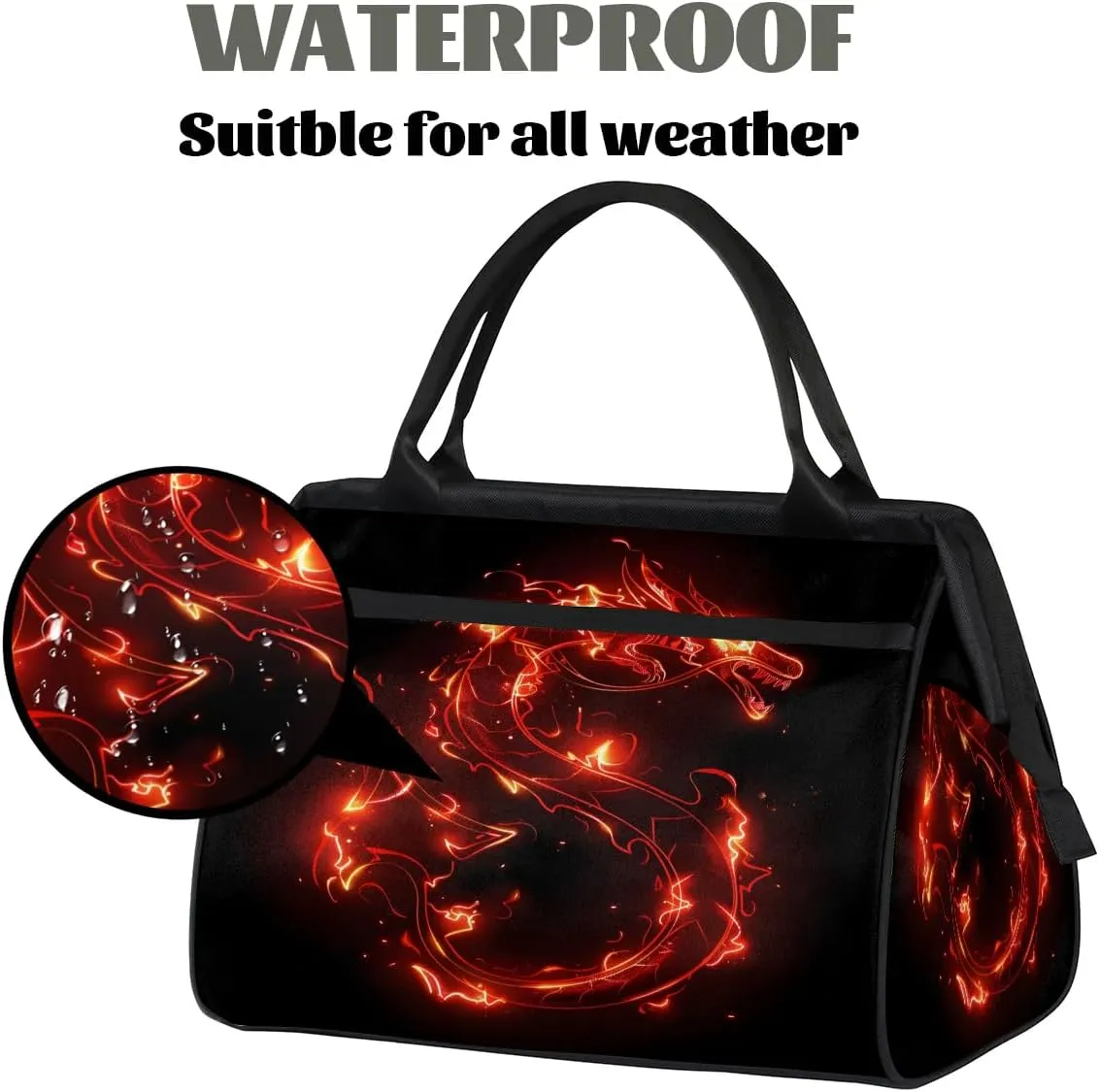 Travel Duffel Bag for Women, Dragon Prints Weekender Overnight Bag Carry on Beach Swim Bags Dance Bag Airlines Approved Personal Item Travel Bag for Yoga, Sports, Hospital