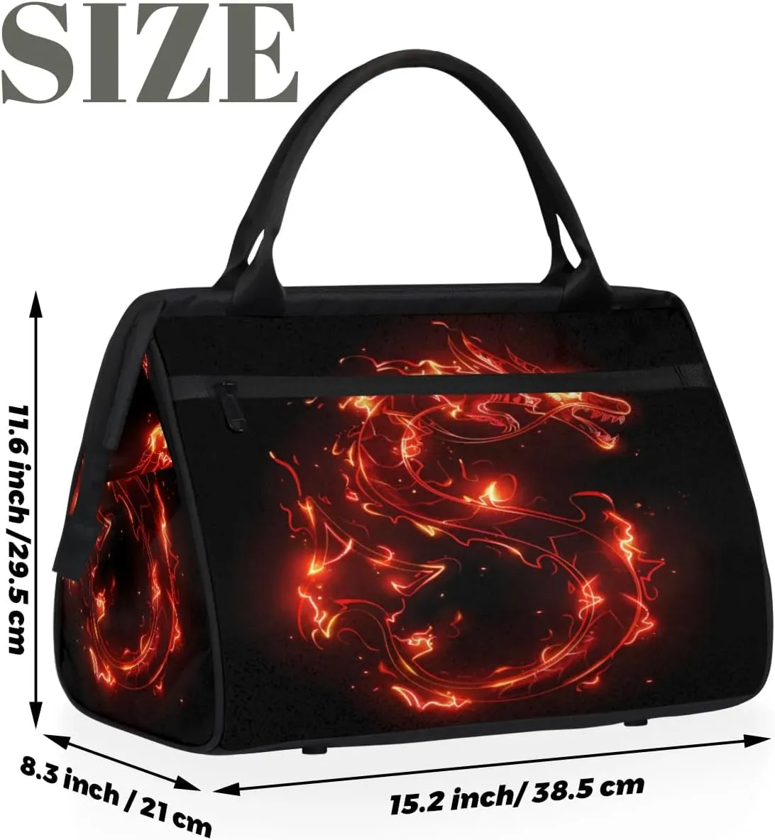 Travel Duffel Bag for Women, Dragon Prints Weekender Overnight Bag Carry on Beach Swim Bags Dance Bag Airlines Approved Personal Item Travel Bag for Yoga, Sports, Hospital