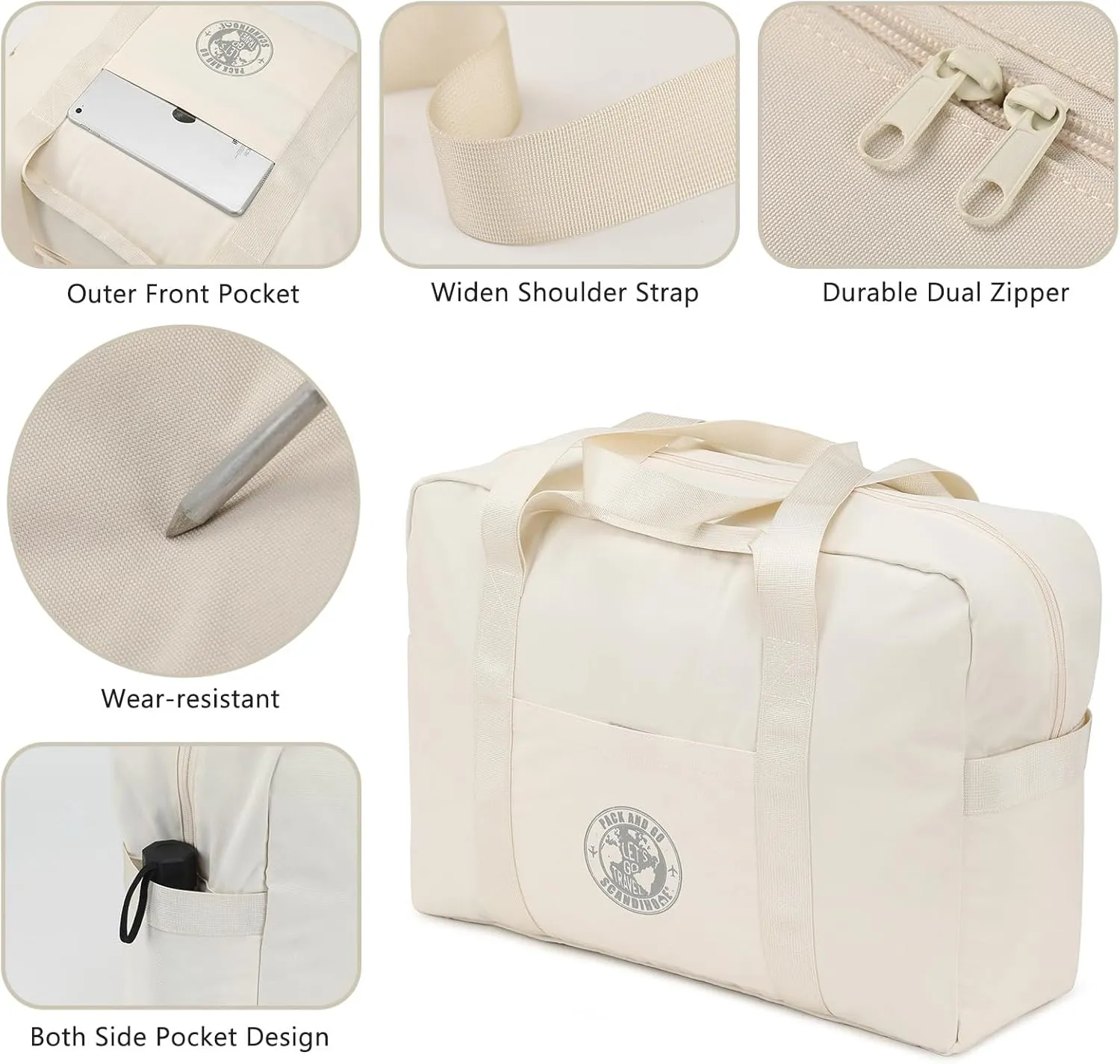 Travel Duffel Bag Weekender Overnight Bag, Sports Gym Bag Carry On Tote Bag for Men Women Scandihome Series