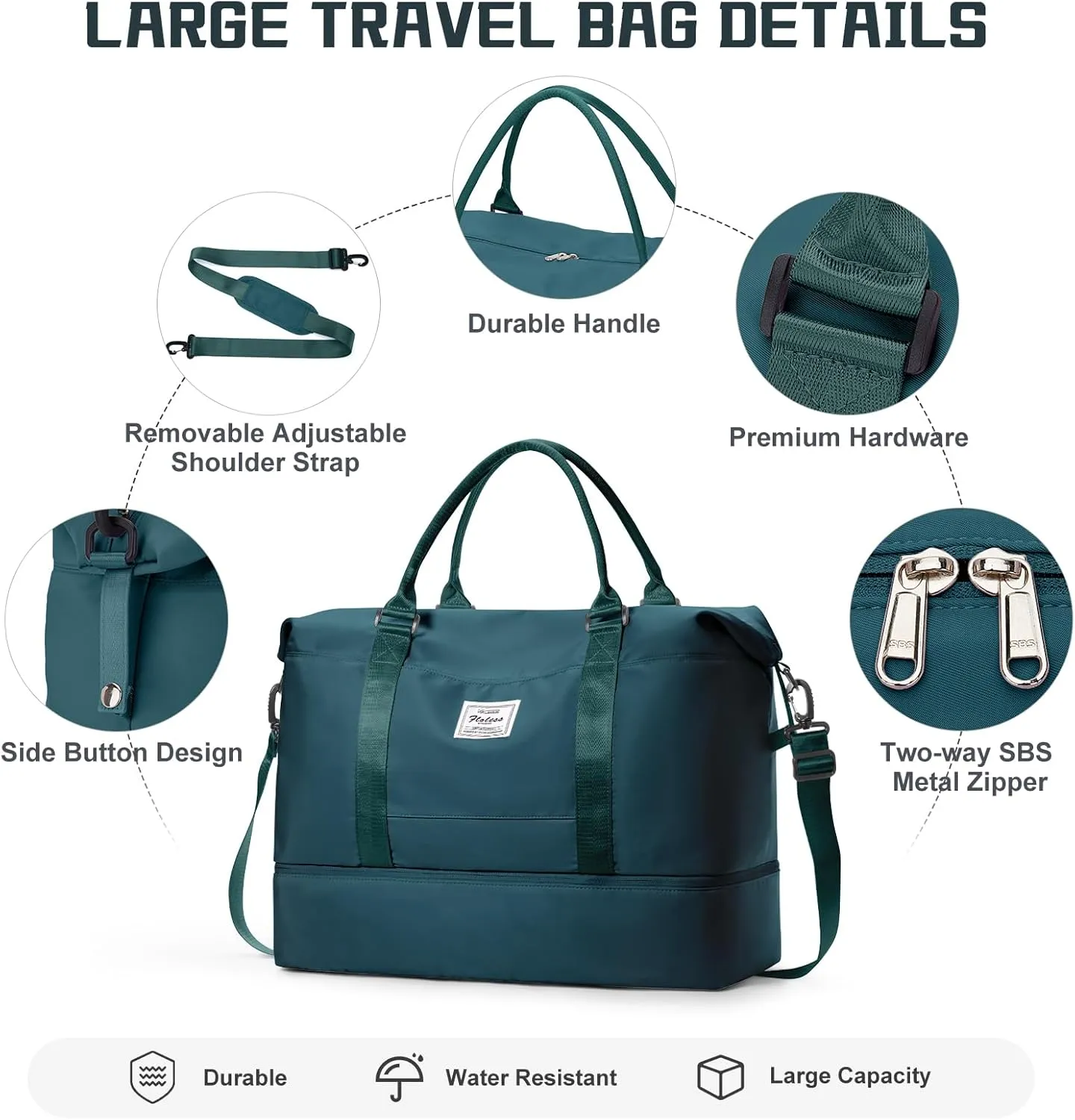 Travel Duffel Bag with Shoes Compartment, Overnight Weekender Bags for Women, Carry on Personal Item Travel Set