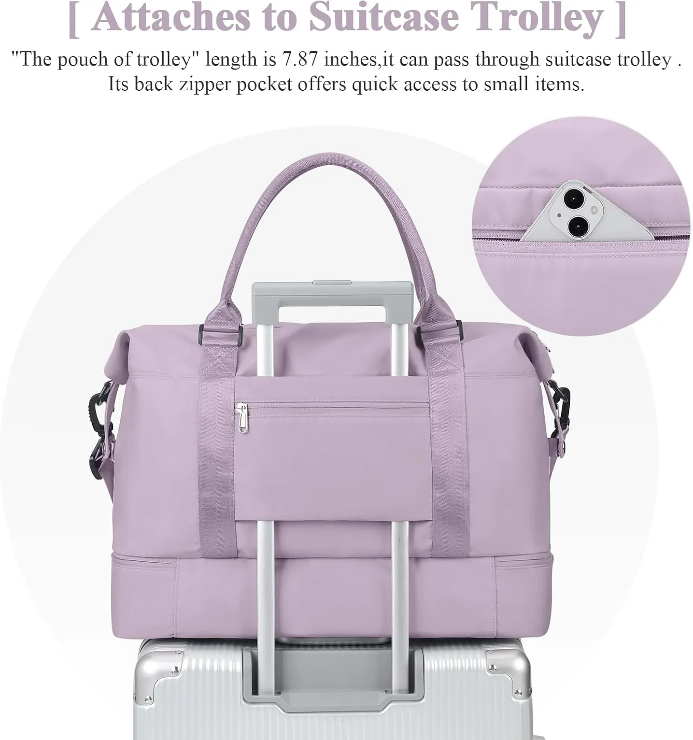 Travel Duffel Bag with Shoes Compartment, Overnight Weekender Bags for Women,Carry on Personal Item Bag，Extra Large