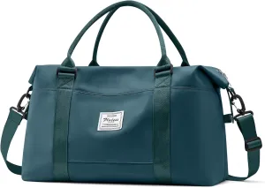 Travel Duffel Bags for Women Mens Waterproof Weekender Carry on Bag Sports Gym Bag Travel Tote Bags with Wet Pocket Overnight Bag Workout Duffel Bags with Trolley Sleeve Peacock Blue