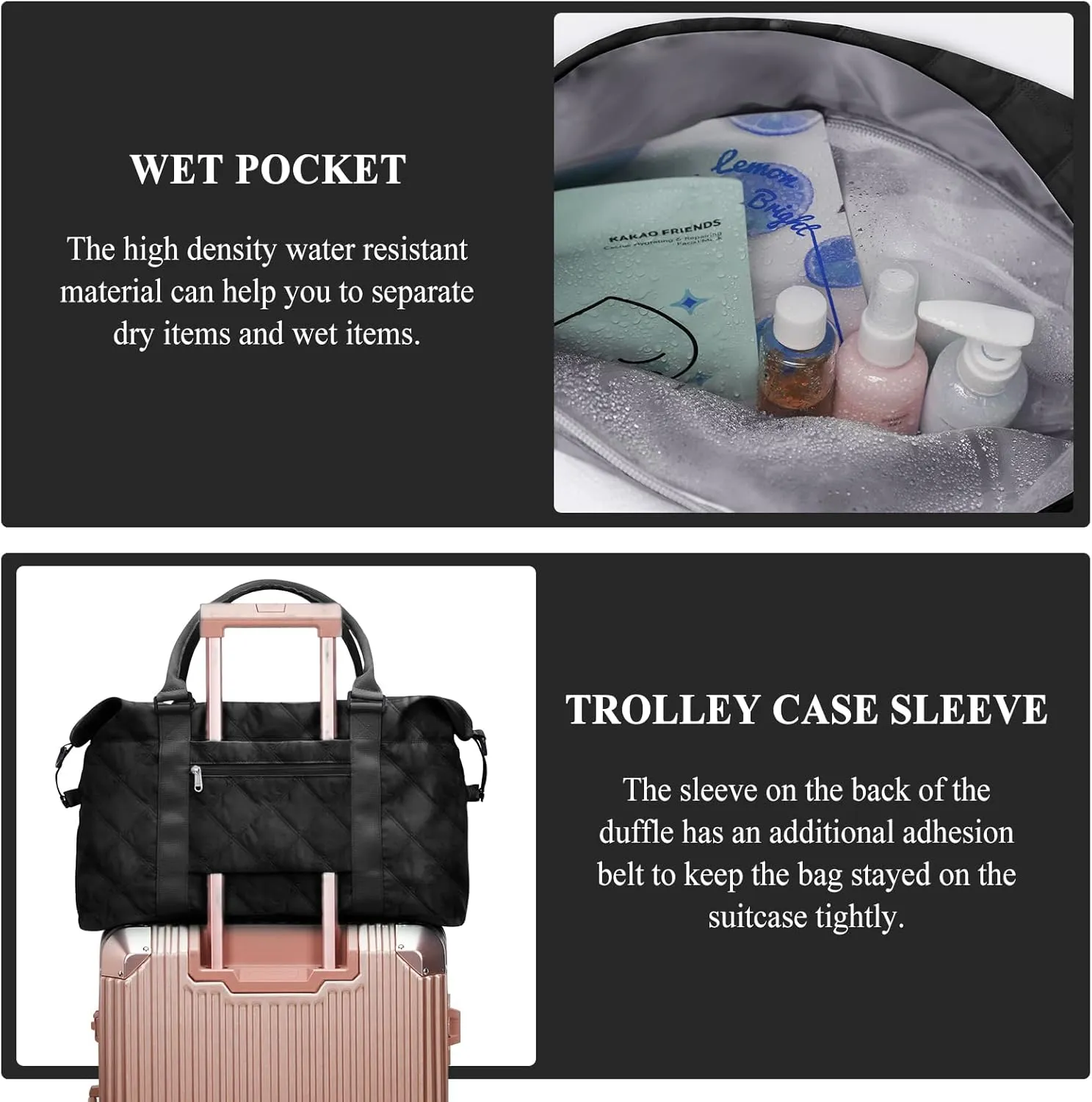 Travel Duffel Bag,Sports Tote Gym Bag,Shoulder Weekender Overnight Bag for Women