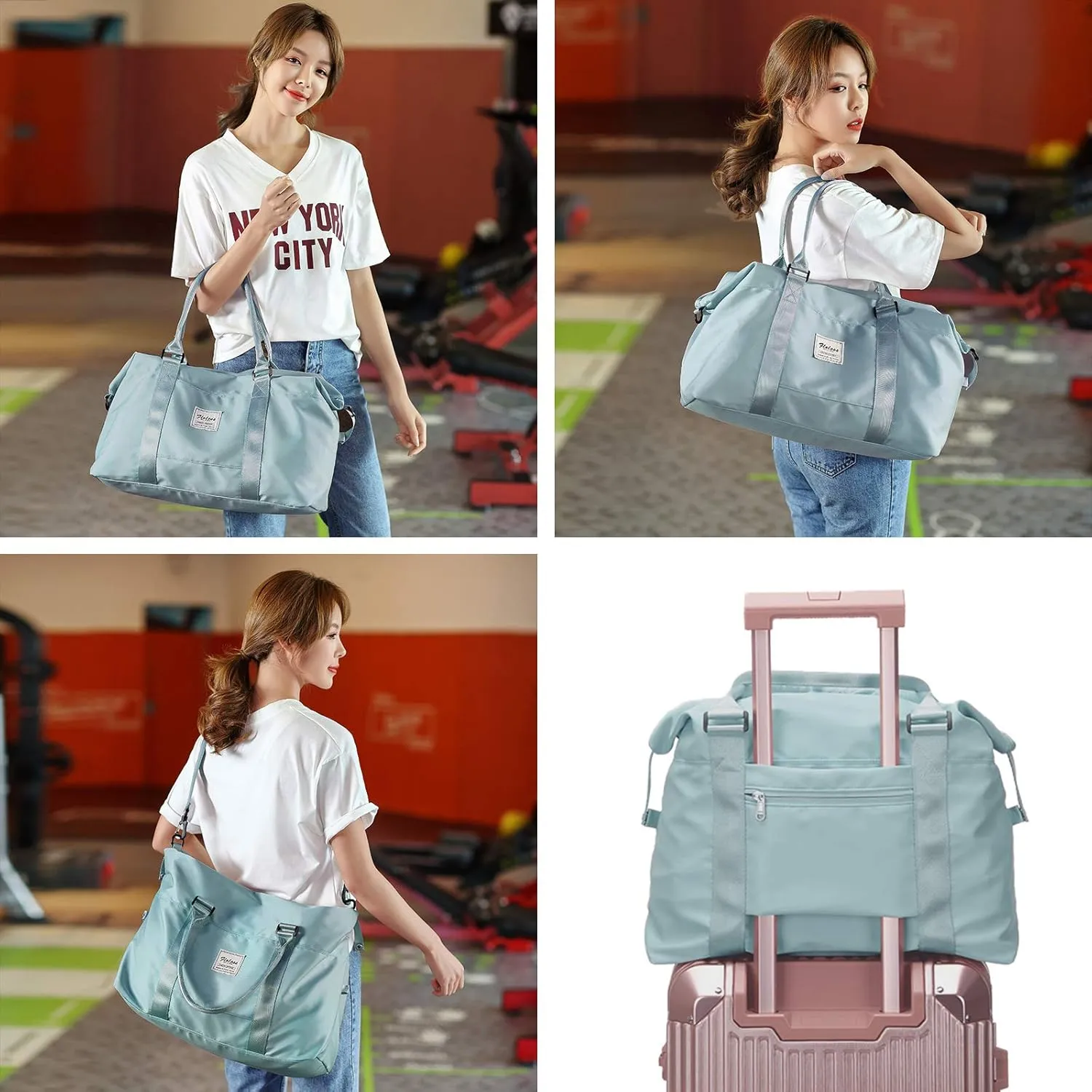 Travel Duffel Bag,Sports Tote Gym Bag,Shoulder Weekender Overnight Bag for Women