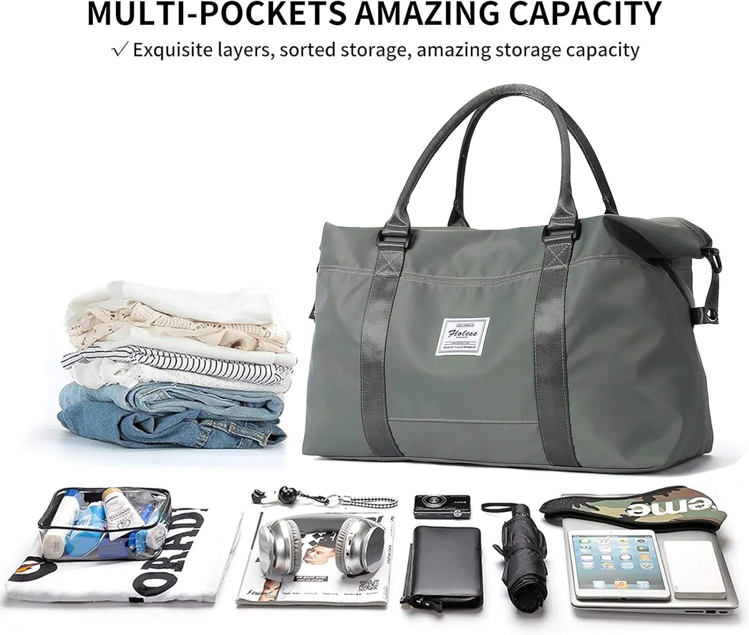 Travel Duffel Bag,Sports Tote Gym Bag,Shoulder Weekender Overnight Bag for Women