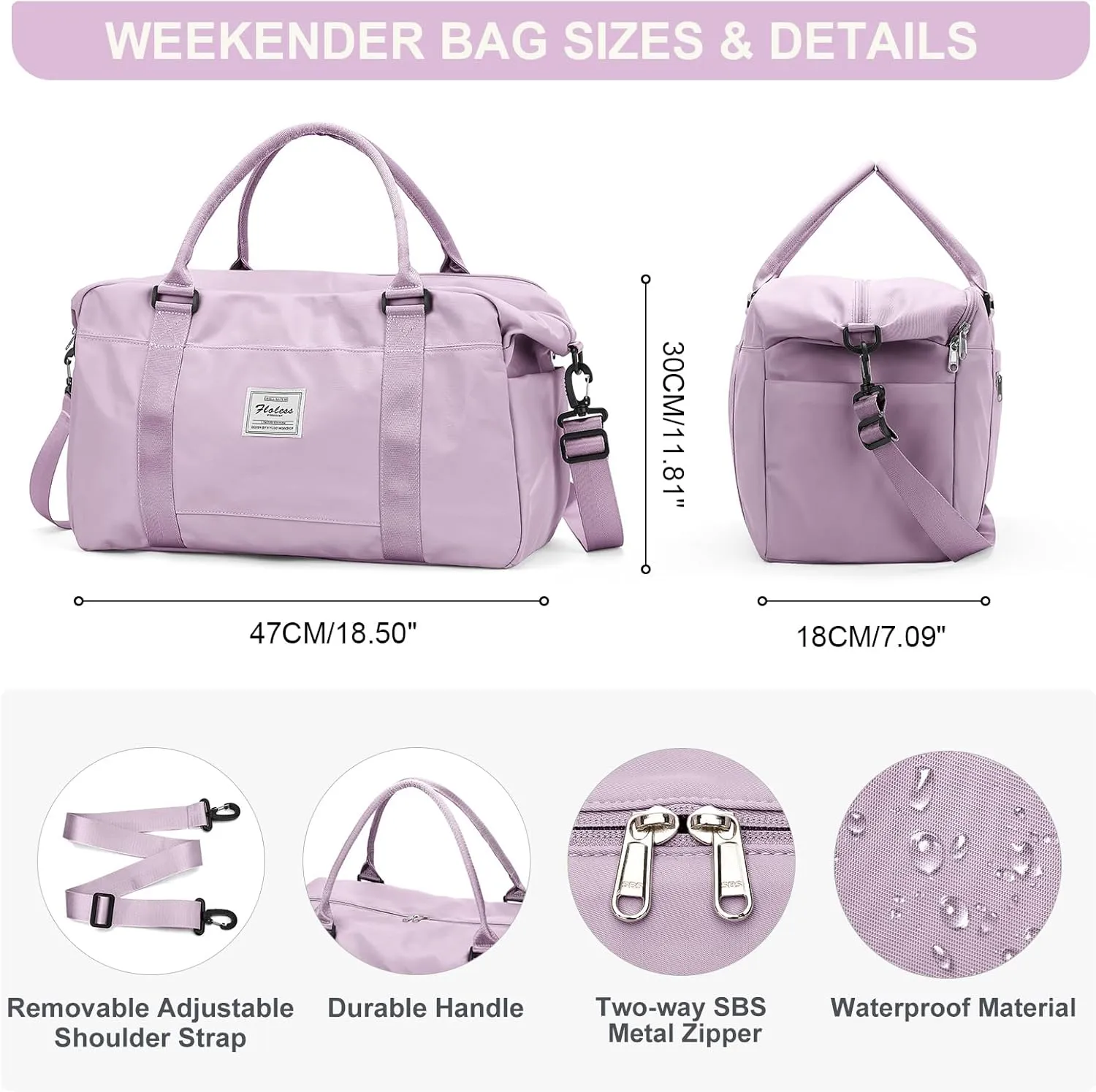Travel Duffel Bag,Sports Tote Gym Bag,Shoulder Weekender Overnight Bag for Women