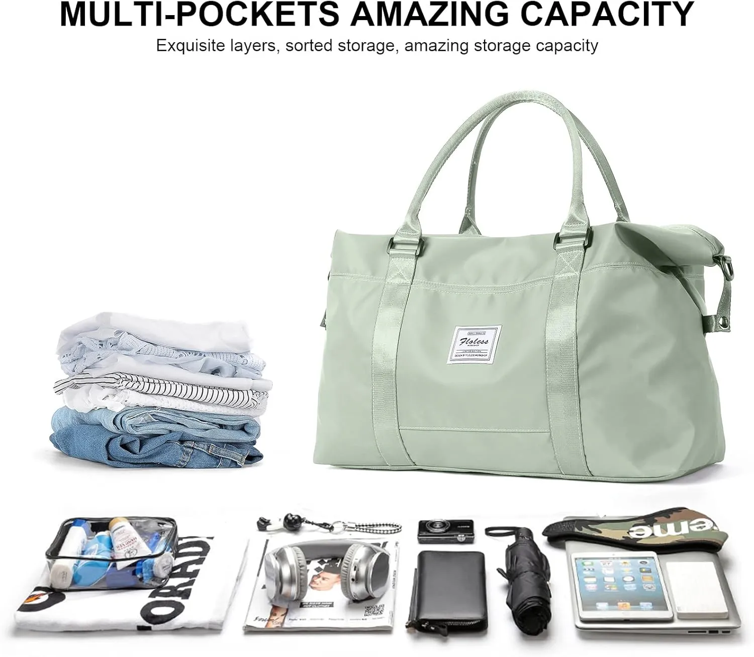 Travel Duffel Bag,Sports Tote Gym Bag,Shoulder Weekender Overnight Bag for Women