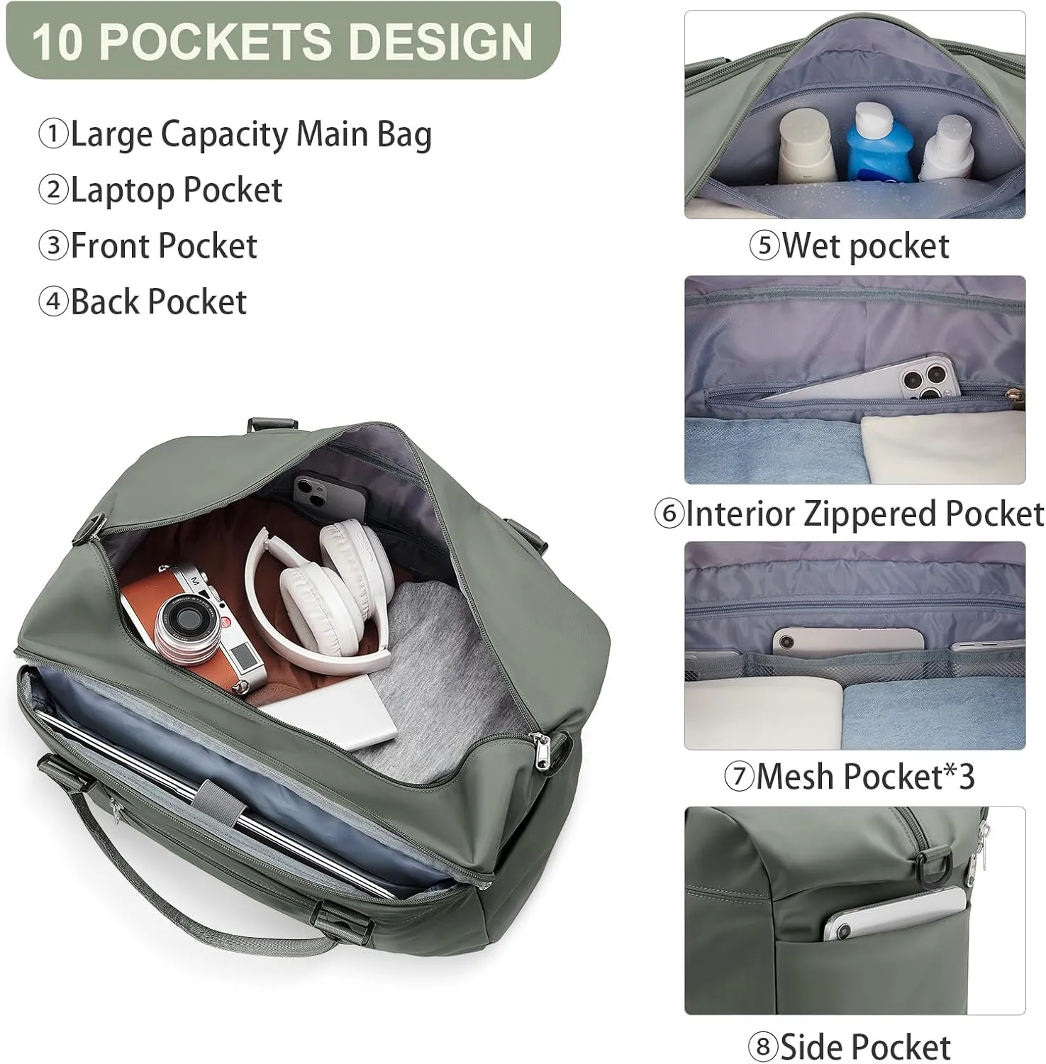 Travel Duffel Bag,Sports Tote Gym Bag,Shoulder Weekender Overnight Bag for Women
