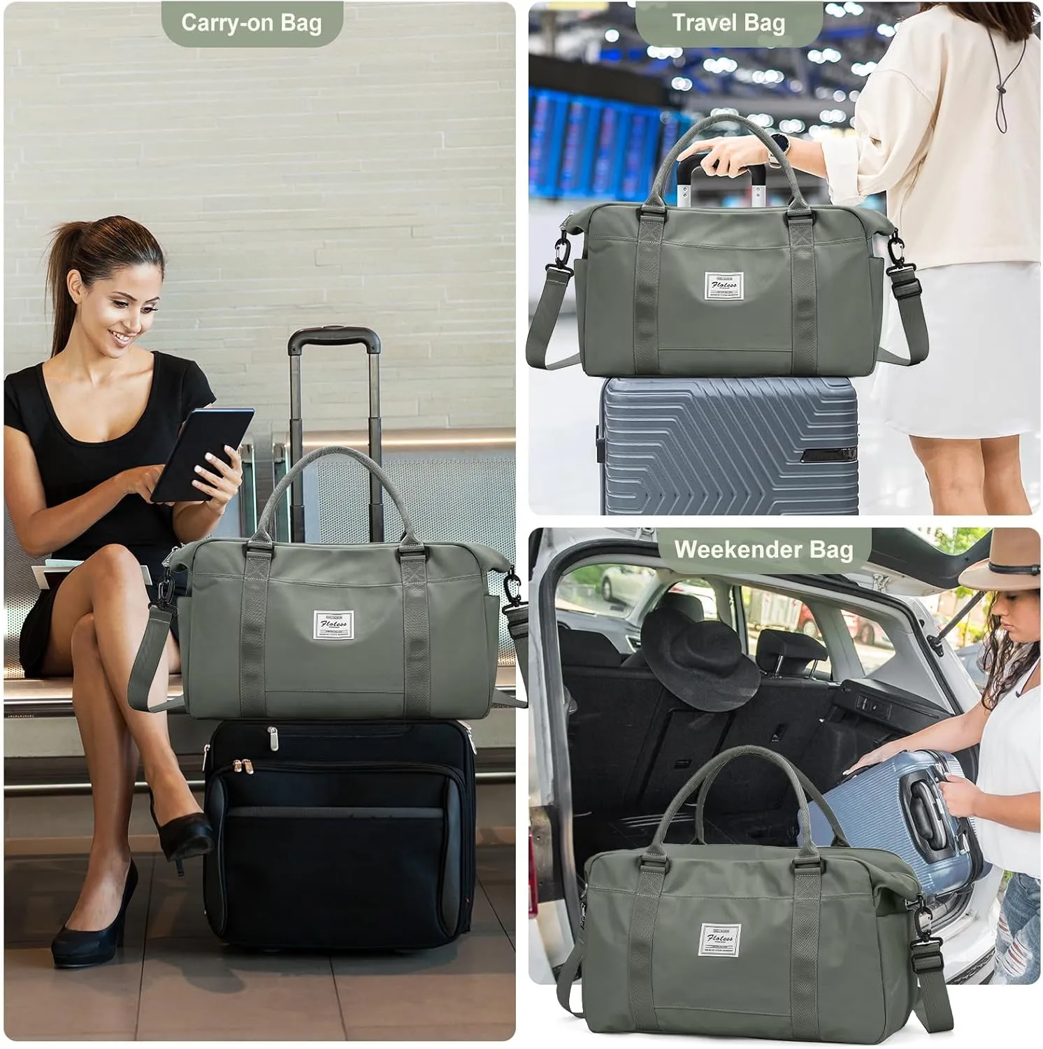 Travel Duffel Bag,Sports Tote Gym Bag,Shoulder Weekender Overnight Bag for Women