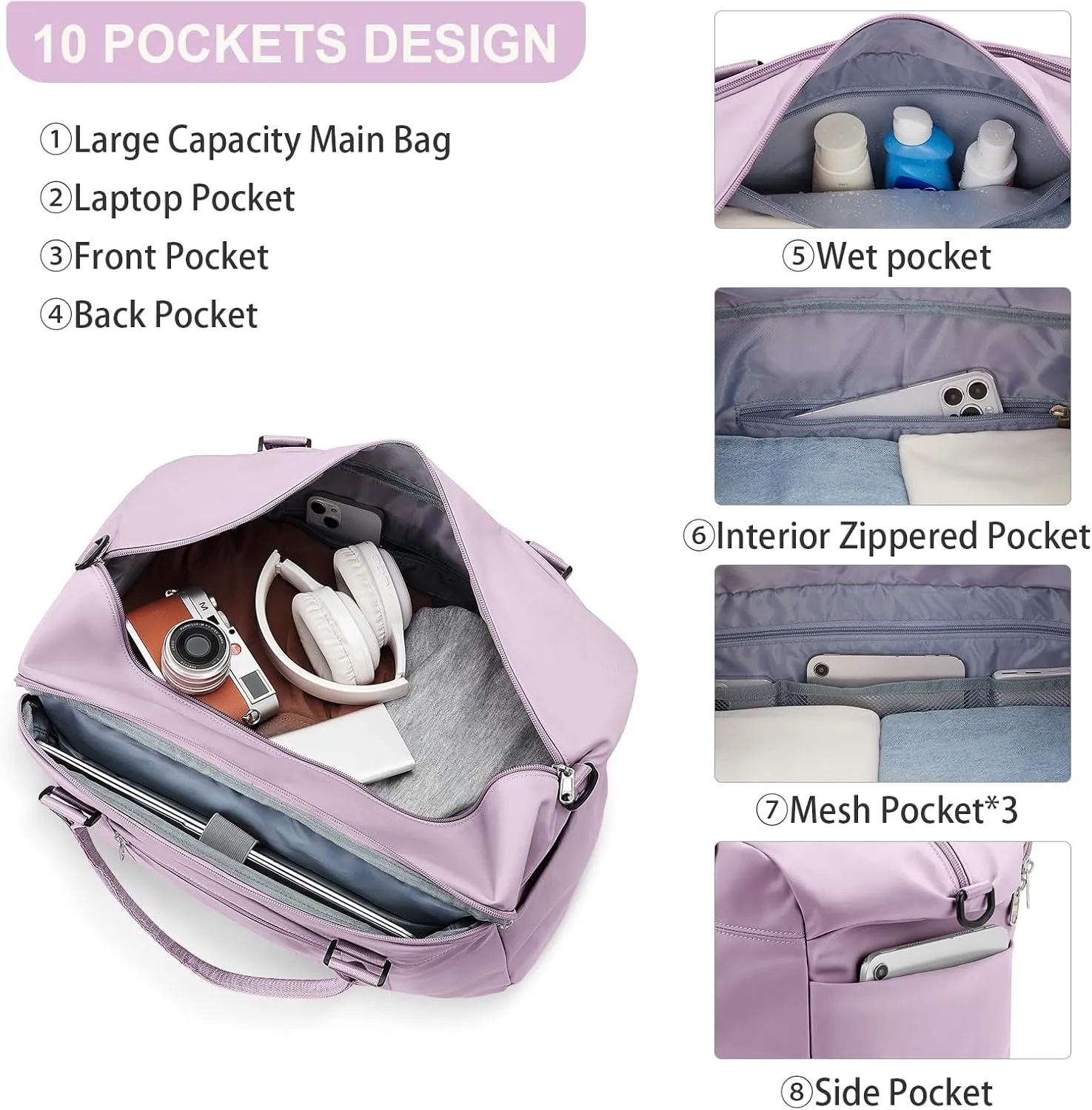 Travel Duffel Bag,Sports Tote Gym Bag,Shoulder Weekender Overnight Bag for Women