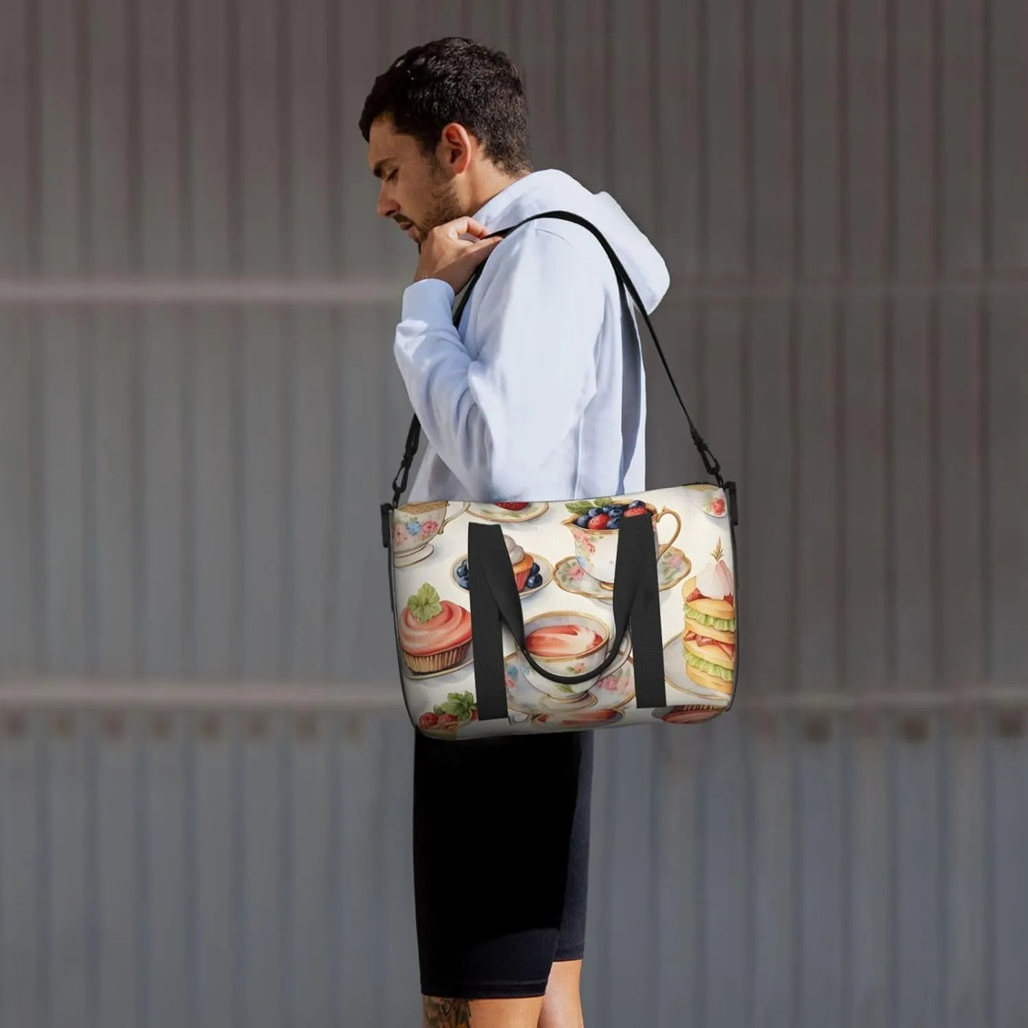 Travel Duffle Bag Coffee Cake Food Weekender Overnight Bags Luggage Bag for Women Men Waterproof Sports Gym Bag Hand Bag with Shoulder Strap