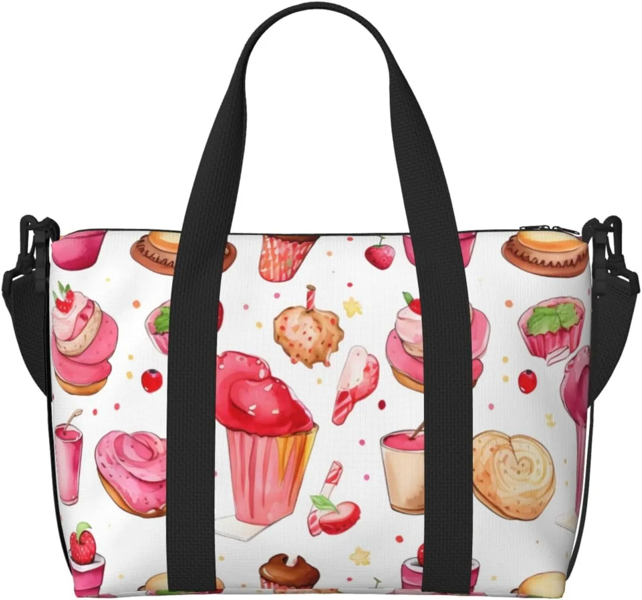 Travel Duffle Bag Pancake Strawberry Weekender Overnight Bags Luggage Bag for Women Men Waterproof Sports Gym Bag Hand Bag with Shoulder Strap